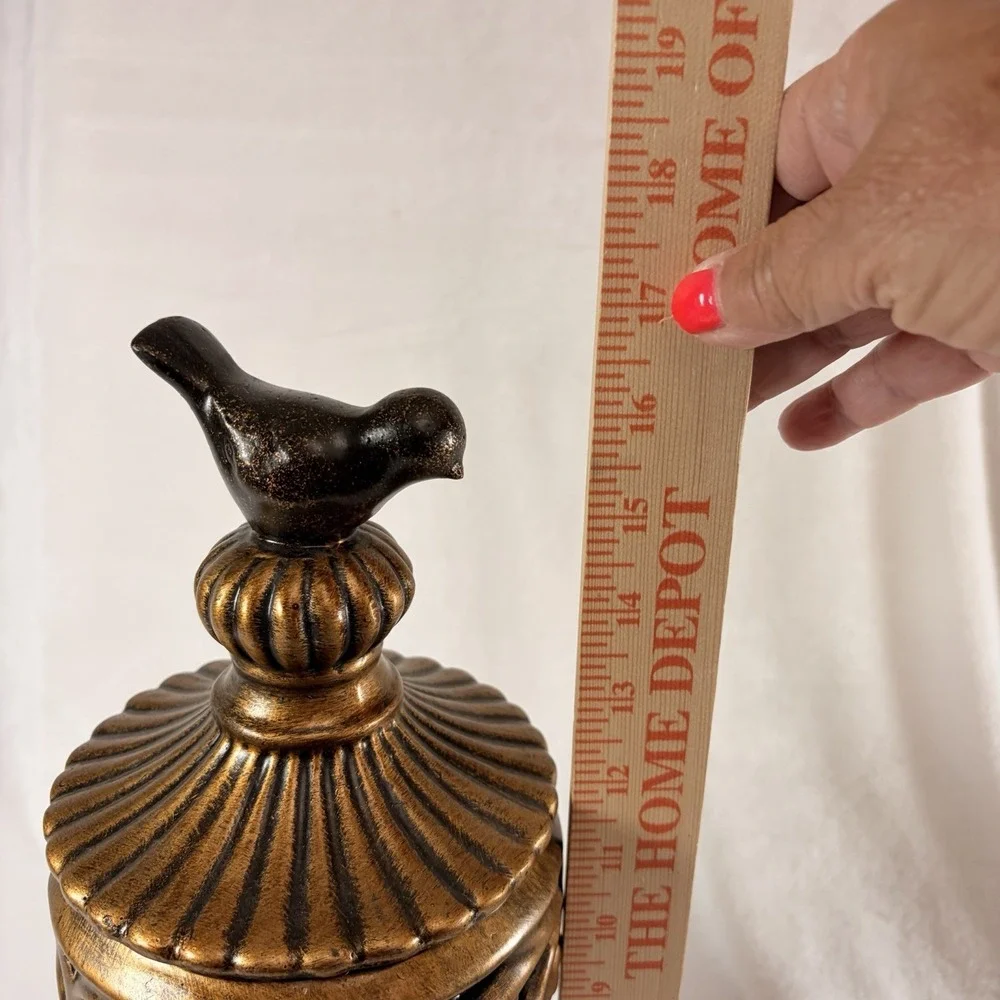 Vintage Style Hollywood Regency Lidded Urn/Jar Open work Chalice Bird Top Finial